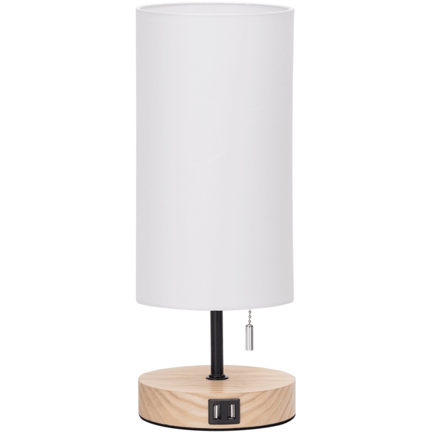 Aigostar - Tafellamp met USB-poort 1xE27/40W/230V beige
