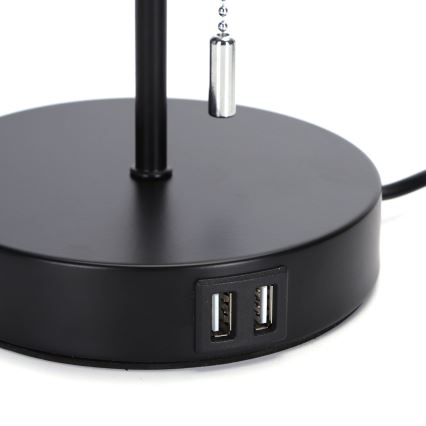 Aigostar - Tafellamp met USB-poort 1xE27/40W/230V zwart
