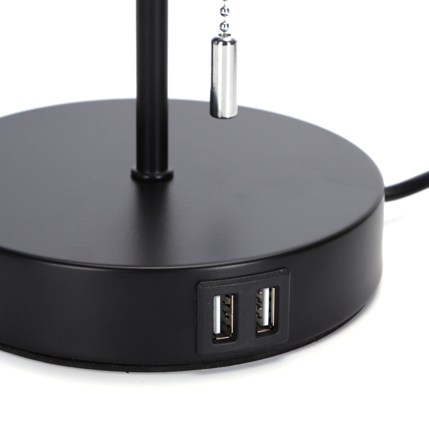 Aigostar - Tafellamp met USB-poort 1xE27/40W/230V zwart