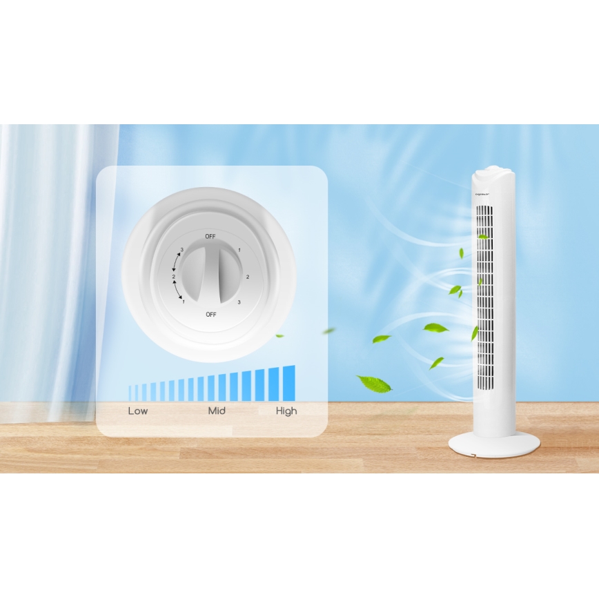 Aigostar - Toren ventilator 45W/230V wit