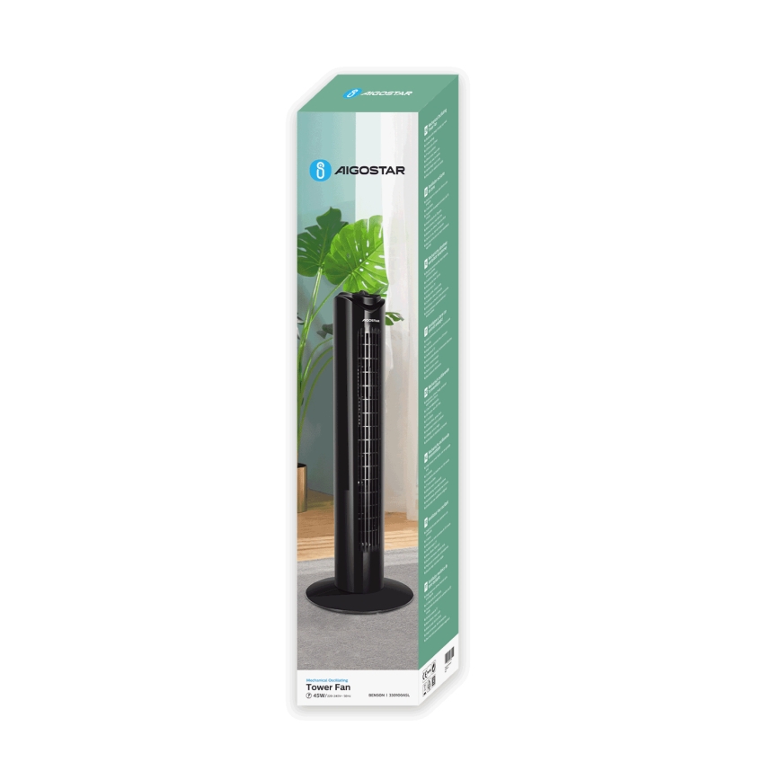 Aigostar - Toren ventilator 45W/230V zwart