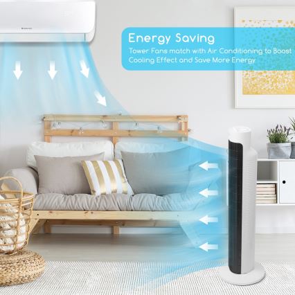 Aigostar - Toren ventilator 45W/230V zwart/wit