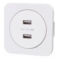 Aigostar - USB-voedingsstopcontact met frame, 2x USB-A, wit