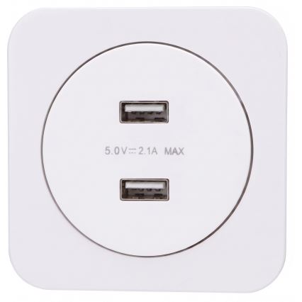 Aigostar - USB-voedingsstopcontact met frame, 2x USB-A, wit