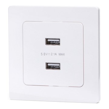 Aigostar - USB-voedingsstopcontact met frame, 2x USB-A, wit