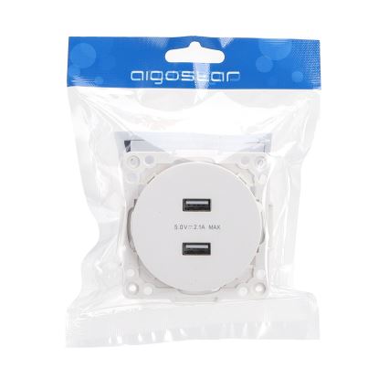 Aigostar - USB-voedingsstopcontact zonder afdekraam, 2x USB-A, wit