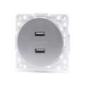 Aigostar - USB-voedingsstopcontact zonder frame, 2x USB-A, zilver