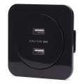 Aigostar - USB-wandcontactdoos met afdekraam 2x USB-A zwart