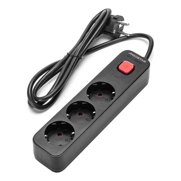 Aigostar - Verlengsnoer met schakelaar 3Z Type F 1,5m zwart