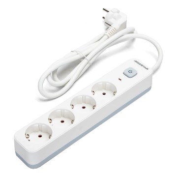 Aigostar - Verlengsnoer met schakelaar 4-voudig Type F 1,5m SCHUKO wit
