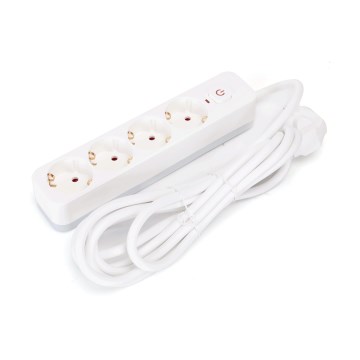 Aigostar - Verlengsnoer met schakelaar 4-voudig Type F 3m SCHUKO wit