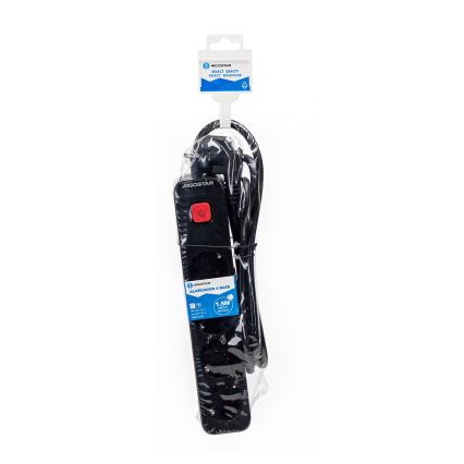 Aigostar - Verlengsnoer met schakelaar 4Z Type F 1,5m zwart