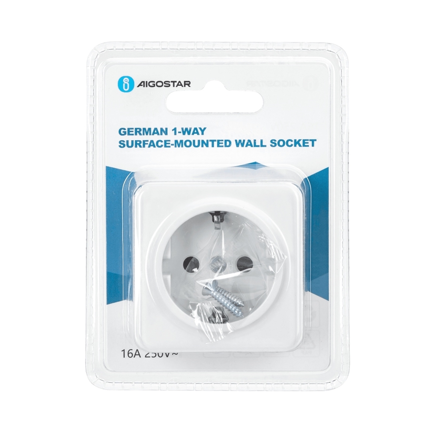 Aigostar - Wandcontactdoos SCHUKO 250V wit