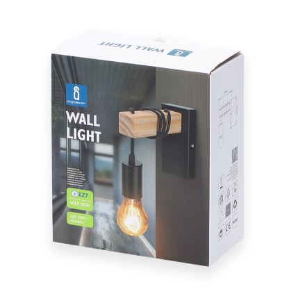 Aigostar - Wandlamp 1xE27/60W/230V bruin/zwart