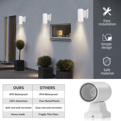 Aigostar - Wandlamp voor buiten 1xGU10/230V wit IP65 rond