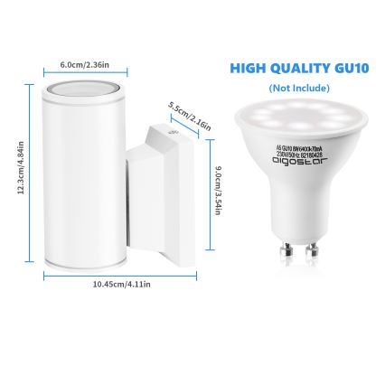 Aigostar - Wandlamp voor buiten 1xGU10/230V wit IP65 rond