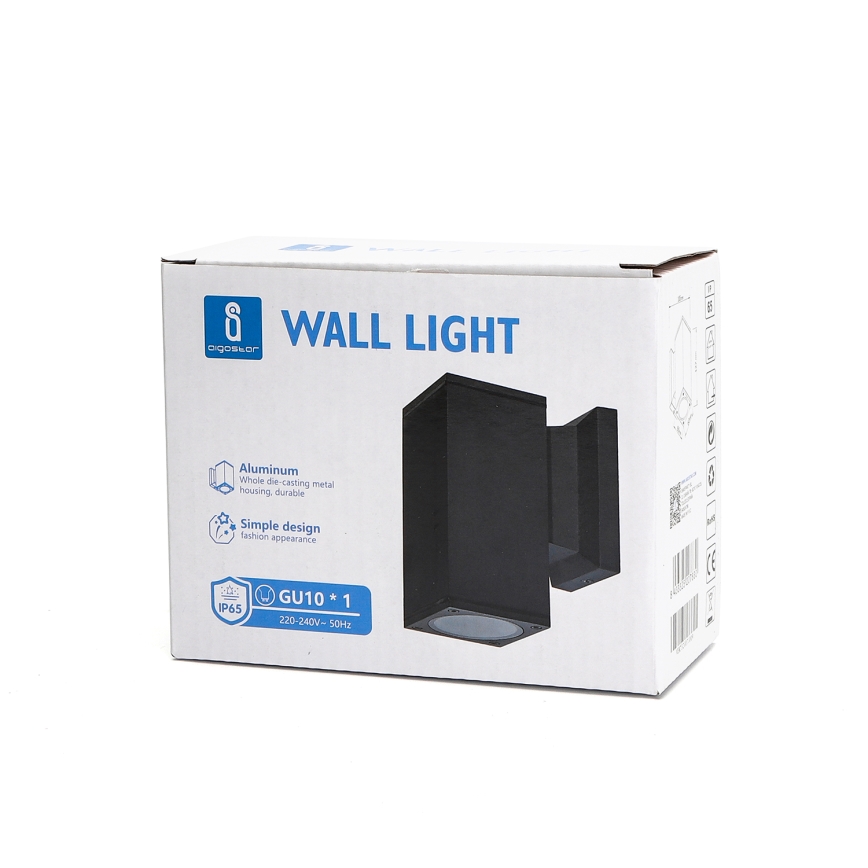 Aigostar - Wandlamp voor buiten 1xGU10/230V zwart IP65 hoekig