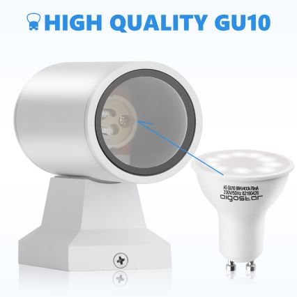 Aigostar - Wandlamp voor buiten 2xGU10/230V wit IP65 rond