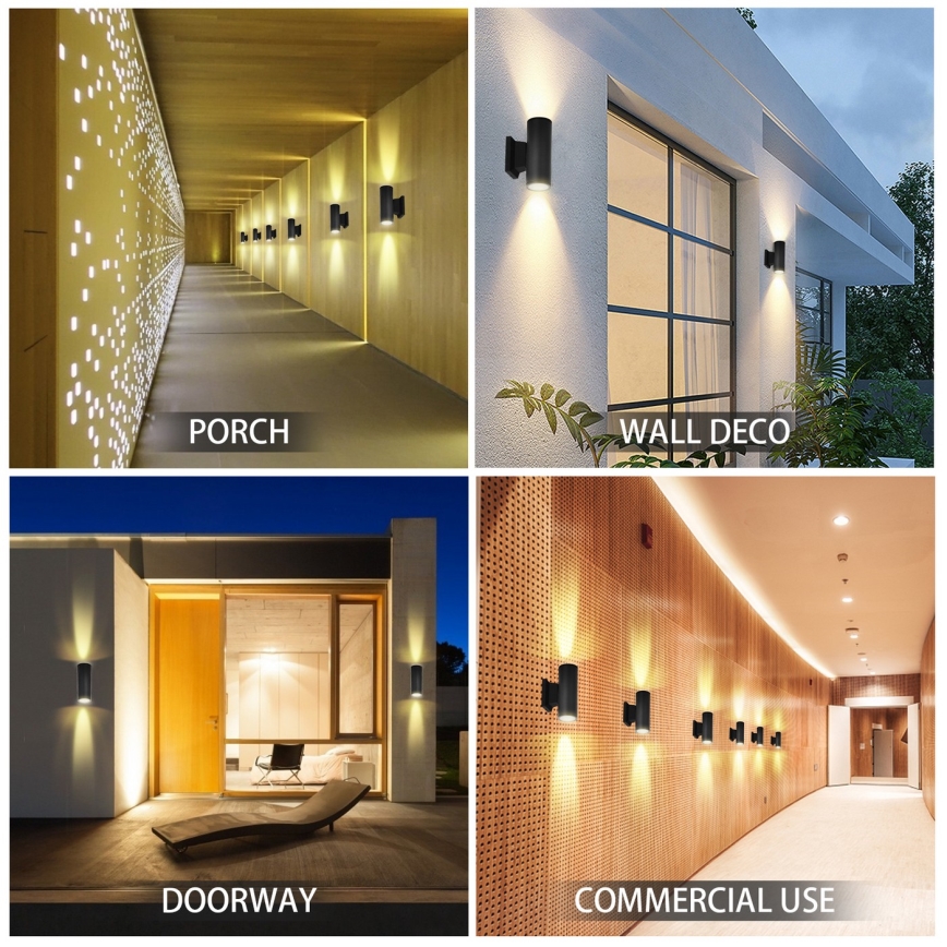 Aigostar - Wandlamp voor buiten 2xGU10/230V zwart IP65 rond