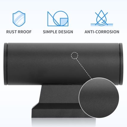 Aigostar - Wandlamp voor buiten 2xGU10/230V zwart IP65 rond