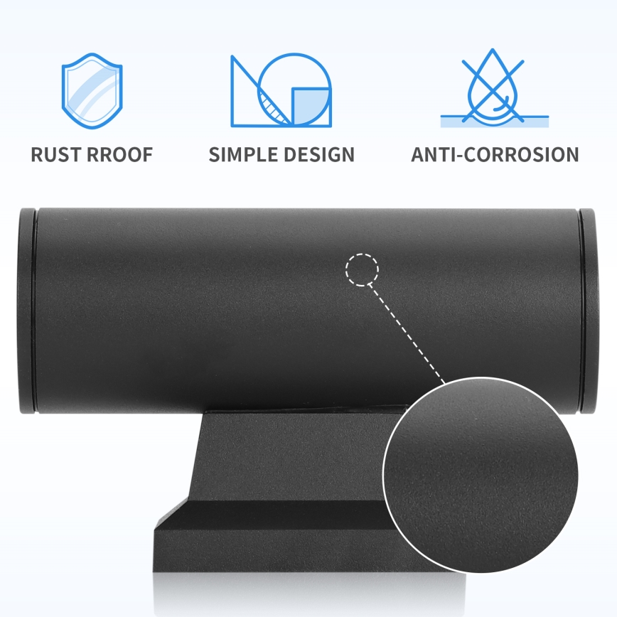Aigostar - Wandlamp voor buiten 2xGU10/230V zwart IP65 rond
