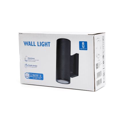 Aigostar - Wandlamp voor buiten 2xGU10/230V zwart IP65 rond