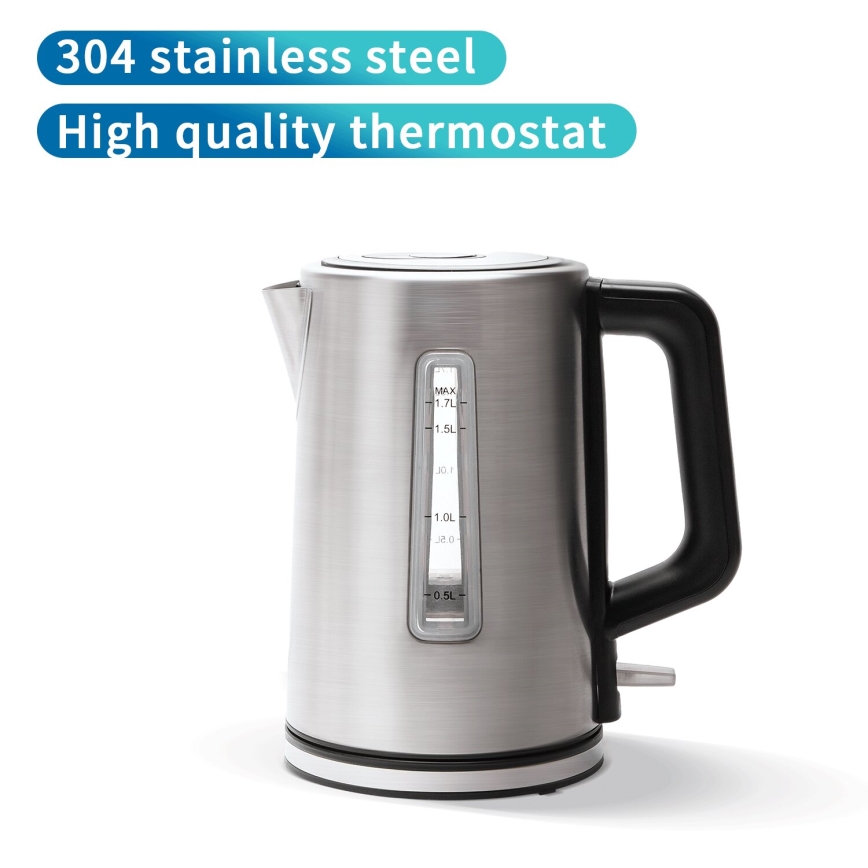 Aigostar - Waterkoker 1,7l 2200W/230V mat chroom