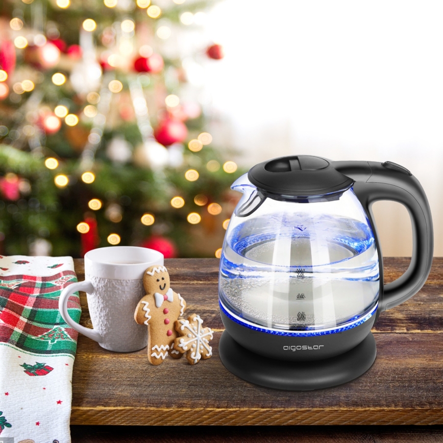 Aigostar - Waterkoker 1 l 2200W/230V zwart