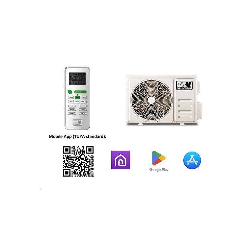 Airconditioner 09K V1 2,6 kW 9000 BTU Wi-Fi Tuya wit + afstandsbediening