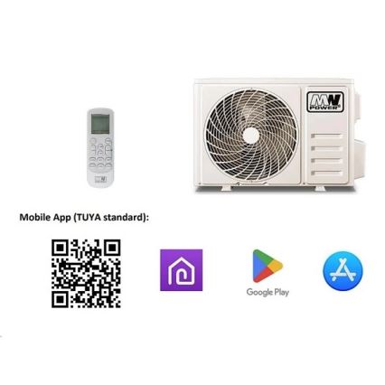 Airconditioner 12K V1 3,65 kW 12000 BTU Wi-Fi Tuya wit + afstandsbediening