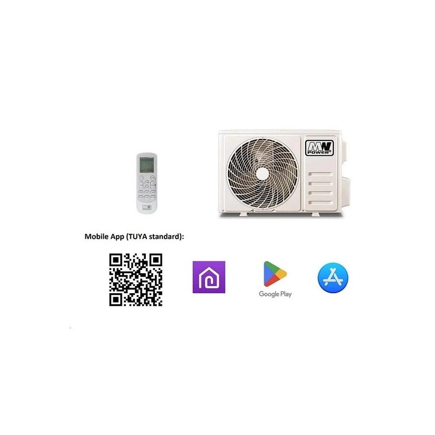 Airconditioner 12K V1 3,65 kW 12000 BTU Wi-Fi Tuya wit + afstandsbediening