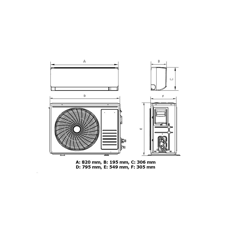 Airconditioner 12K V1 3,65 kW 12000 BTU Wi-Fi Tuya wit + afstandsbediening