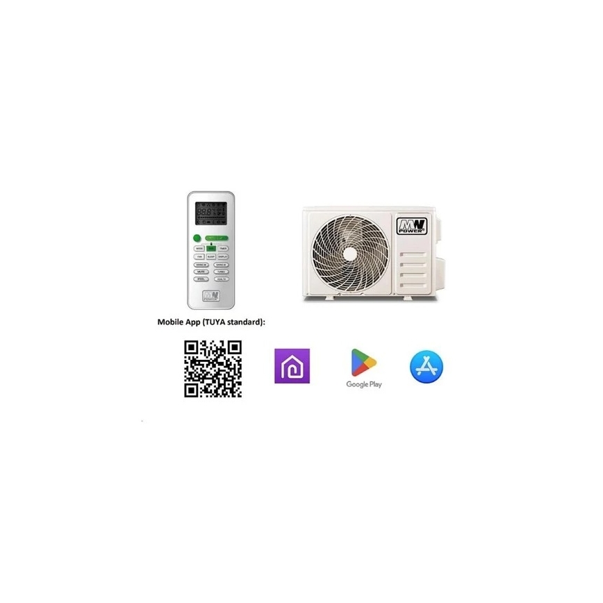 Airconditioning 12K V1 3,5 kW 12.000 BTU Wi-Fi Tuya wit + afstandsbediening