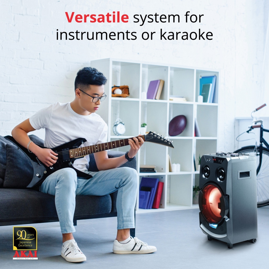 AKAI ABTS-112 - Draadloze luidspreker 300W/230V 7000 mAh + afstandsbediening