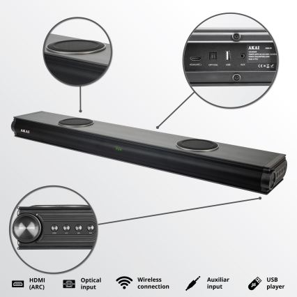 AKAI ASB-29 - Soundbar met actieve subwoofer 120W/230V + afstandsbediening