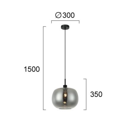 ALAN hanglamp aan snoer 1xE27/40W/230V rookzwart