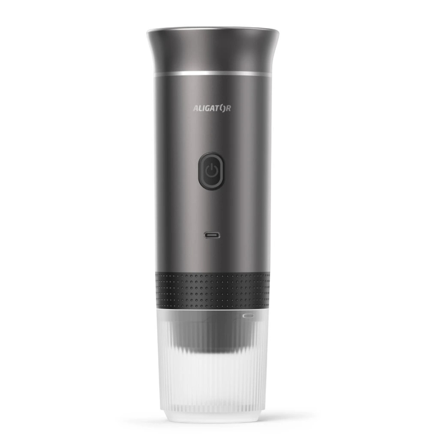 Aligator ACM002 - Draagbare oplaadbare PortaCaffé 3-in-1 koffiemachine 72W/7500 mAh grijs
