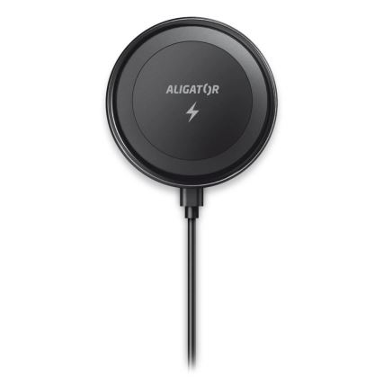 Aligator AMS05BK – Magnetisch Auto Phone Mount met 15W Qi Draadloos Charging, MagSafe-compatible, Black