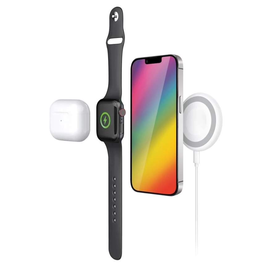 Aligator AMS08WT - 3-in-1 MagSafe Draadloos Oplader 15W, White