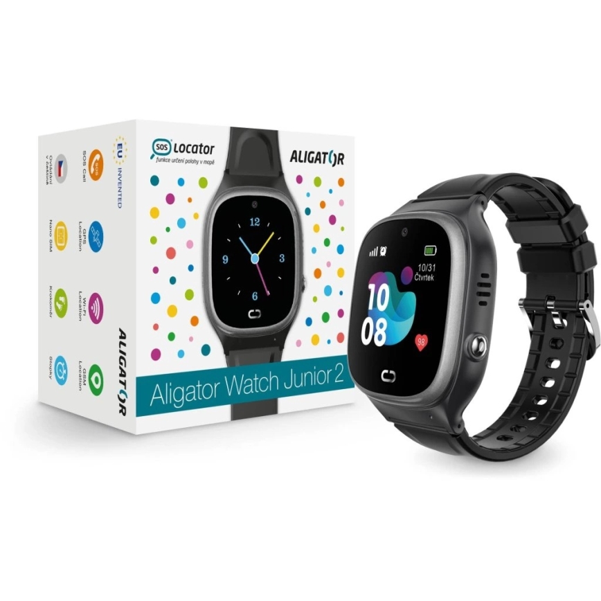 Aligator AW11BK - Smartwatch Watch Junior 2 450 mAh IP67 Wi‑Fi zwart