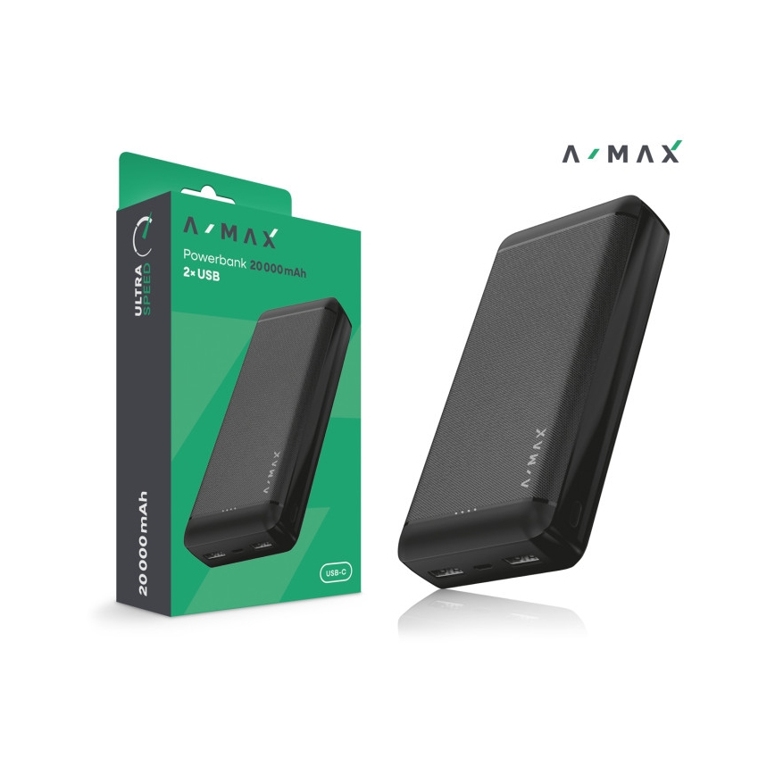 Aligator AX0004 - Powerbank A-MAX 20000 mAh 3,7V zwart