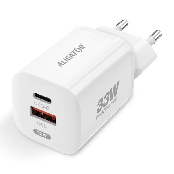 Aligator CHPD0020 - GaN snellaadadapter Power Delivery 33W USB-A + USB-C wit