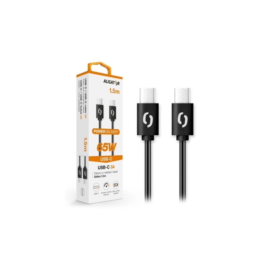 Aligator DATKP48 - USB-kabel USB-C naar USB-C 65W Power Delivery 1,5 m zwart