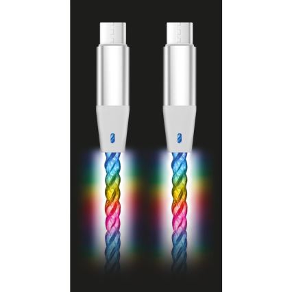 Aligator DATKP62 - USB-C to USB-C kabel met LED illumination, 65W Power Delivery, 1.2 m