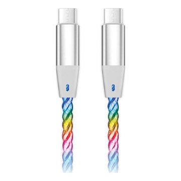 Aligator DATKP62 - USB-kabel USB-C naar USB-C met LED-verlichting, 65 W Power Delivery, 1,2 m