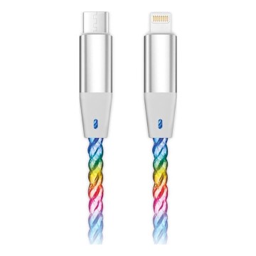 Aligator DATKP65 - USB-kabel USB-C/Lightning met LED-verlichting 30W Power Delivery 0,5m