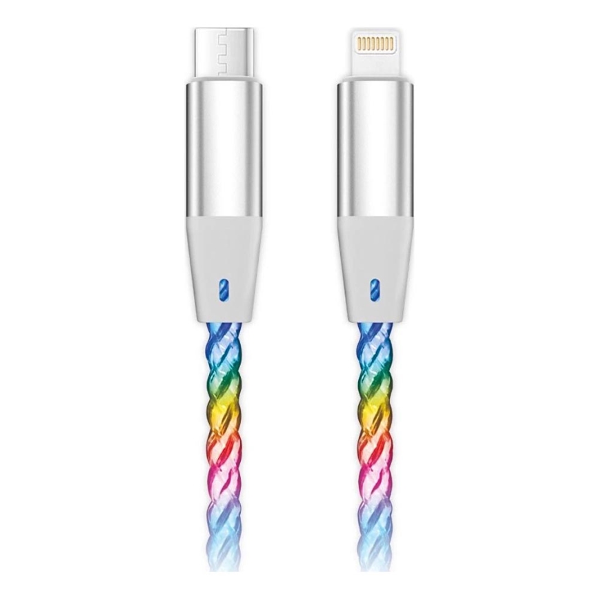 Aligator DATKP65 - USB-kabel USB-C/Lightning met LED-verlichting 30W Power Delivery 0,5m