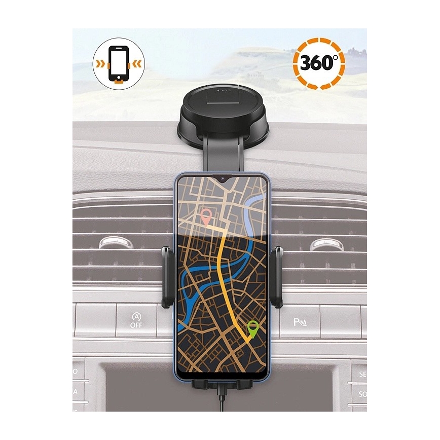 Aligator HA25 - Telefoonhouder voor in de auto met flexibele arm, zwart