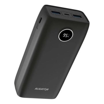 Aligator PBPD30BK - Powerbank met LCD-display, Power Delivery, 30000 mAh/20W/3,7V, zwart
