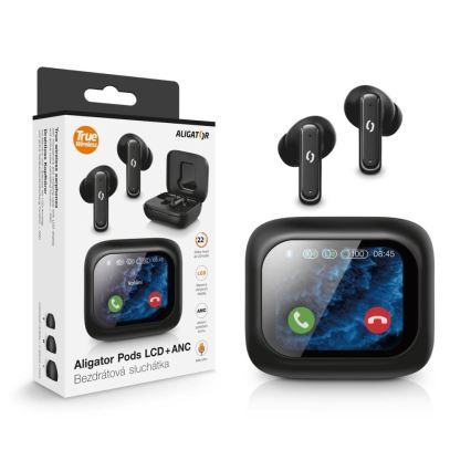 Aligator TWS07 - Draadloos Pods Earbuds met LCD scherm + ANC, 400 mAh + 2x 40 mAh, IP30, Black